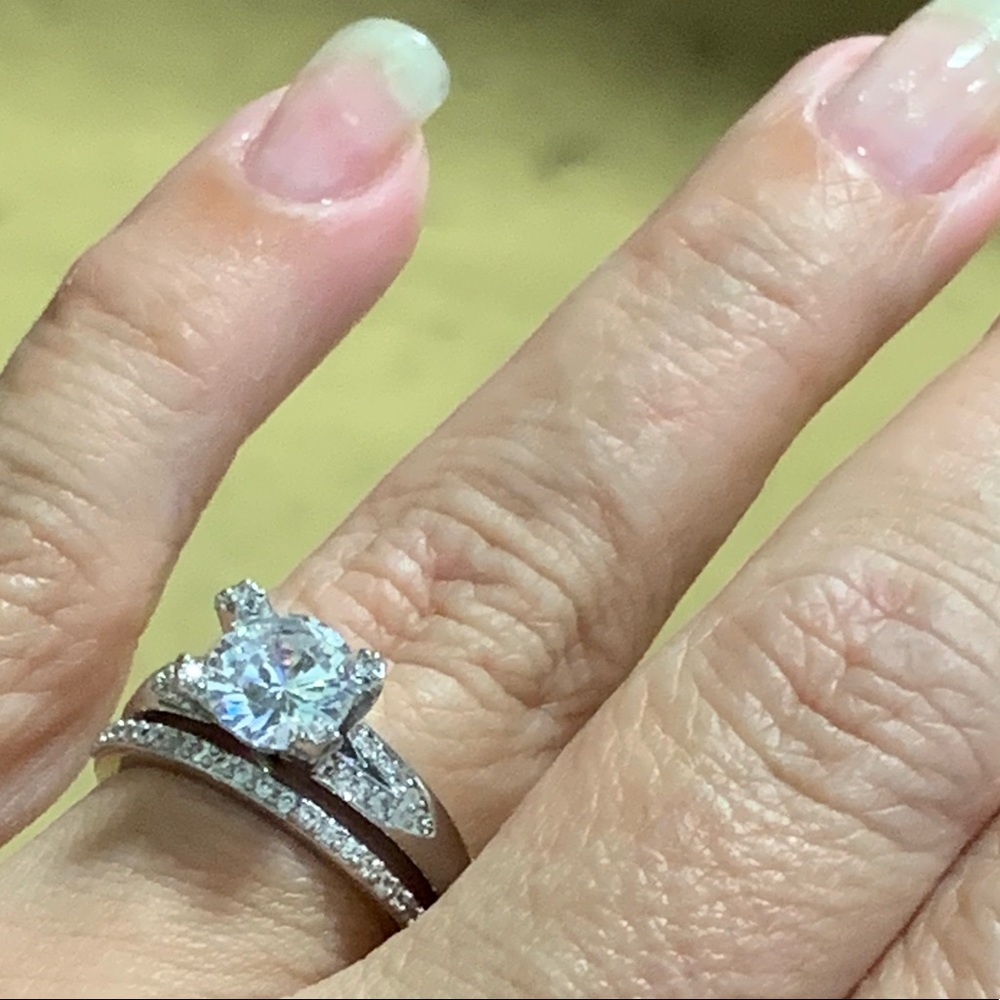 Engagement Ring Set AAAAA 925 Silver fill